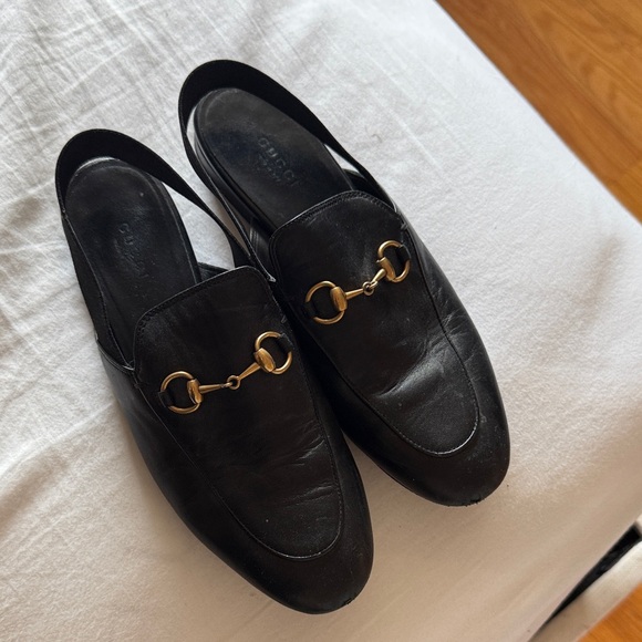 Gucci Black and Gold Horsebit Loafers - Picture 1 of 4